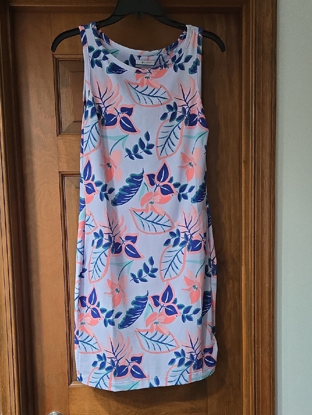 Columbia Floral Tank Dress in Light Pink, Navy & Coral